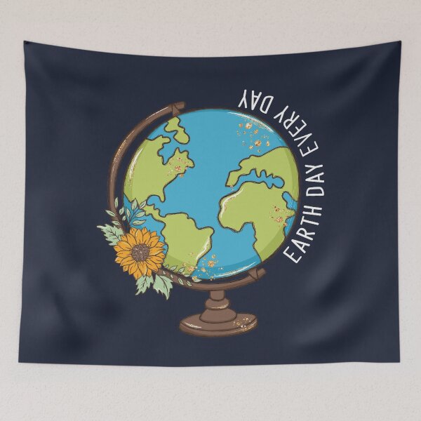 Item preview, Earth Day Every Day World Globe on Blue designed and sold by sweetbelle.
