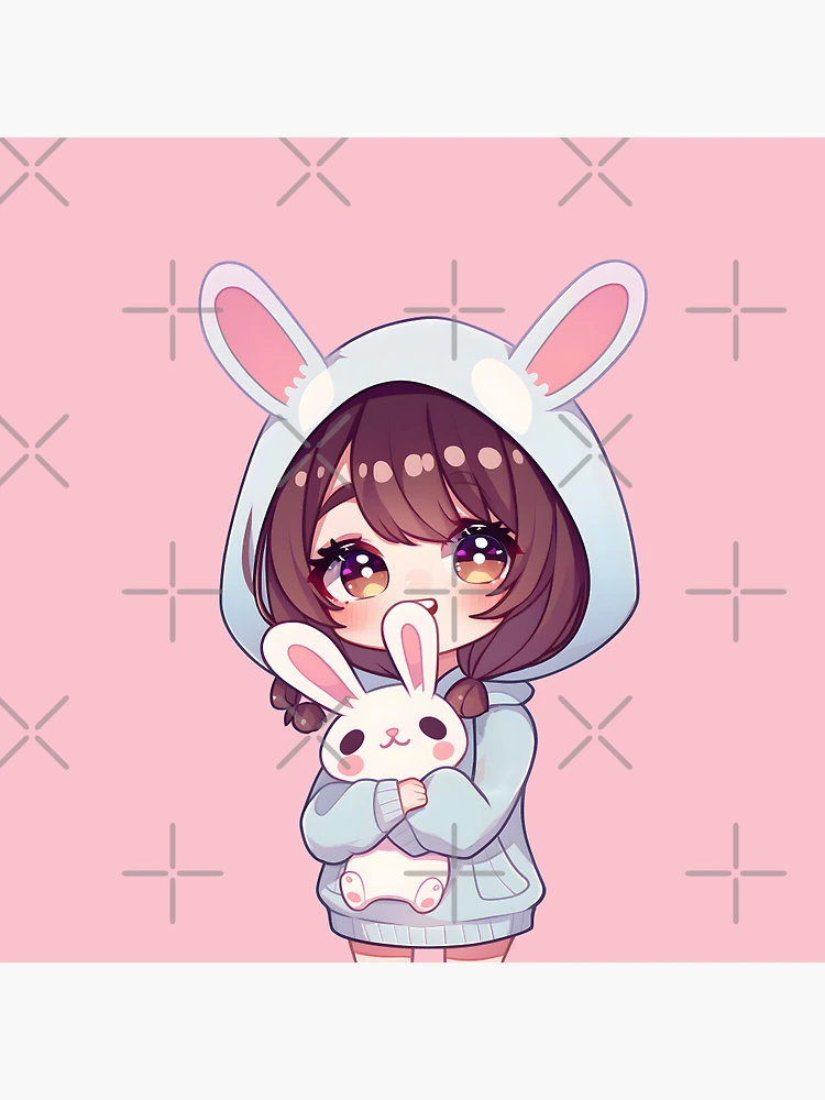 Daytone Cute Anime Girl with Bunny Pin