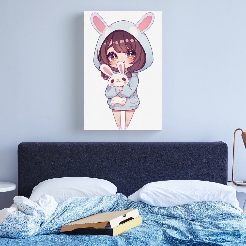 Daytone Cute Anime Girl with Bunny Pin