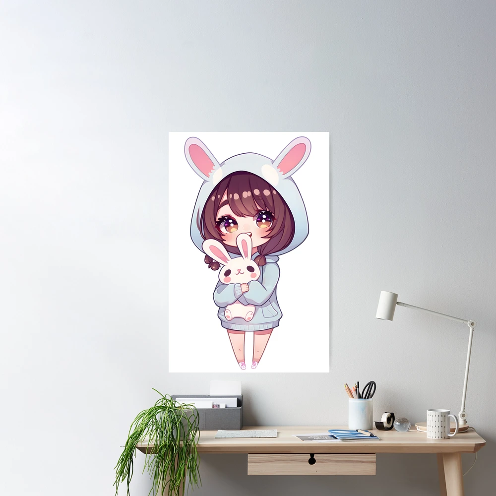 Cute Anime Girl With Bunny