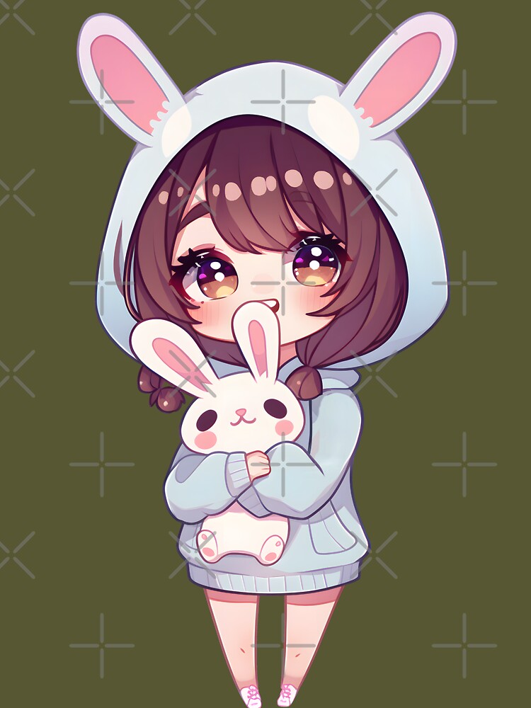 Daytone Cute Anime Girl with Bunny Pin