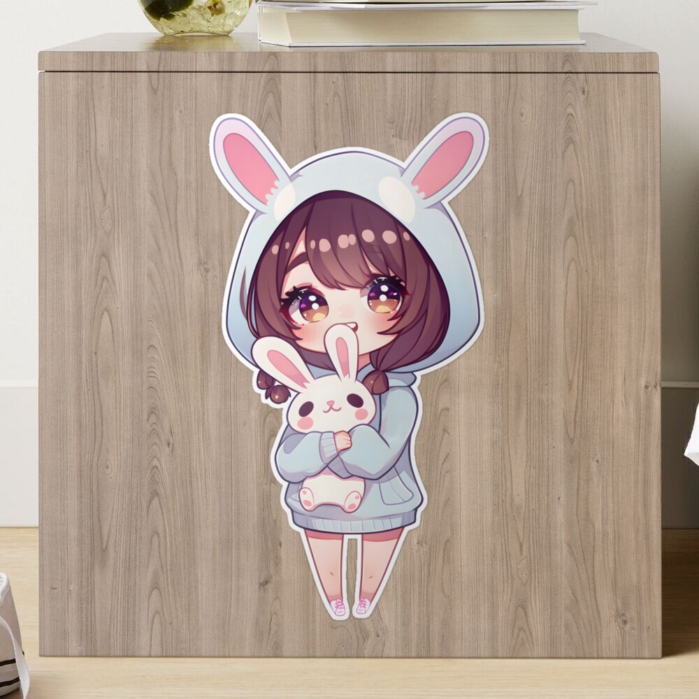 Daytone Cute Anime Girl with Bunny Pin