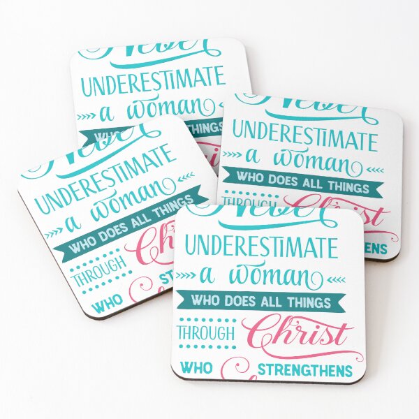 Item preview, Never Underestimate a Woman Who Does All Things Through Christ - Aqua and Magenta Pink Design designed and sold by TheAchyArtist.