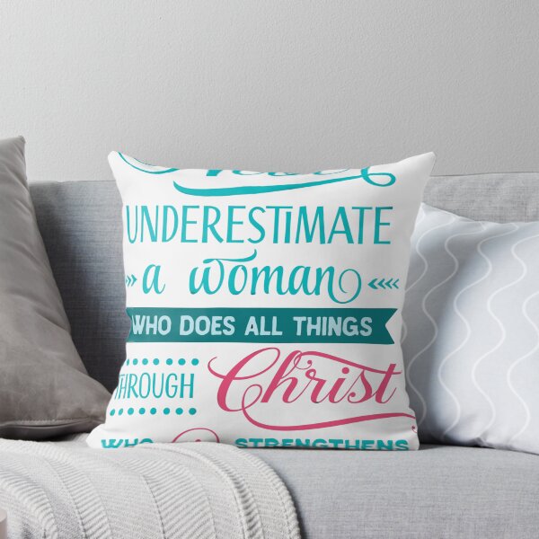 Item preview, Never Underestimate a Woman Who Does All Things Through Christ - Aqua and Magenta Pink Design designed and sold by TheAchyArtist.