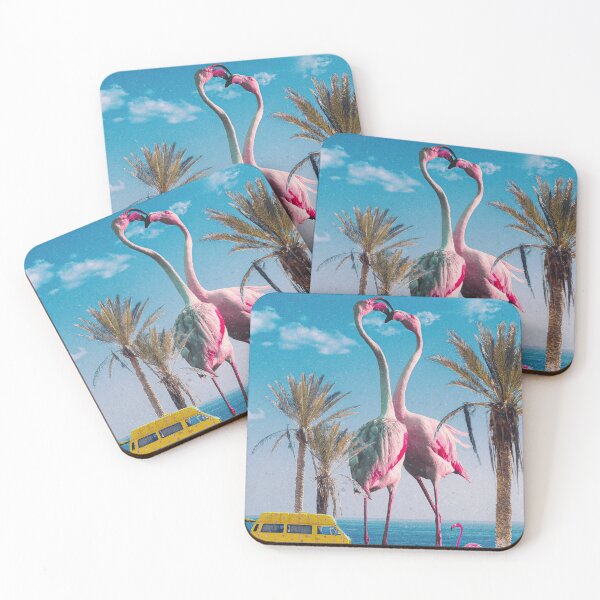 Artikelvorschau, Tiere Flamingos Surrealistische Vögel, Flamingos am Strand Sommer Flamingo Fantasy Strand Fotos entworfen und verkauft von Graphics Adora.