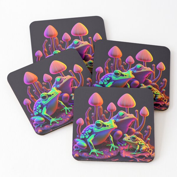 Item preview, Neon Frogs And Trippy Mushrooms  designed and sold by Tai Chan.