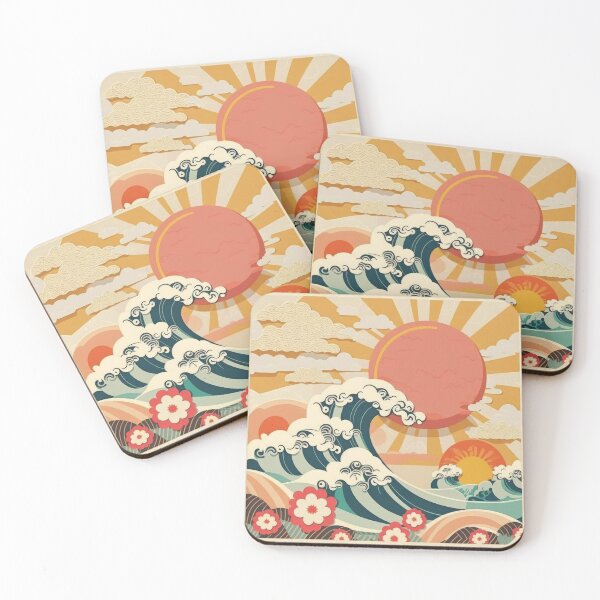 Item preview, Retro Beachcomber: Japanese-Inspired Waves and Sun designed and sold by EvyeniaArt.