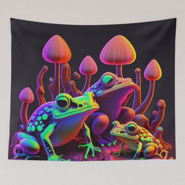 Item preview, Neon Frogs And Trippy Mushrooms  designed and sold by Tai Chan.