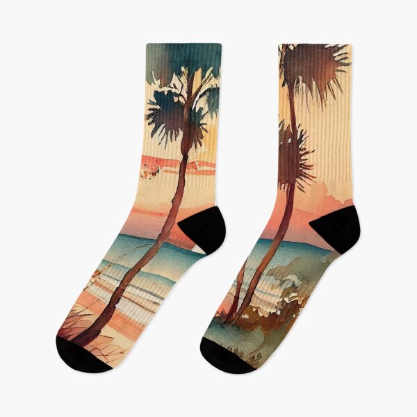 Item preview, Peach Paradise: un atardecer de acuarela en la playa designed and sold by EvyeniaArt.