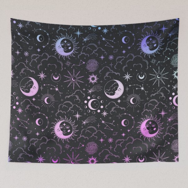 Item preview, Celestial Witchy Pattern - Pink and Blue Gradient designed and sold by Arcane Orchid.