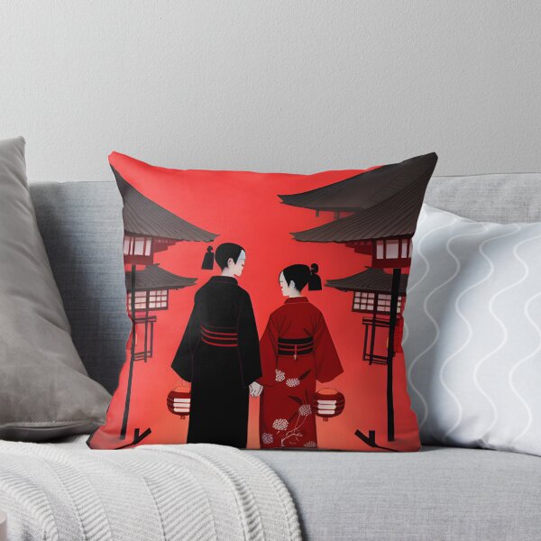 Item preview, Japanese Couple Walking through Village designed and sold by thewolffpress.