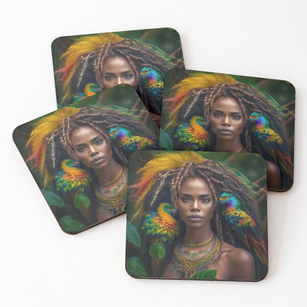 Item preview, Beautiful latina with parrot in the jungle designed and sold by MiadArt.