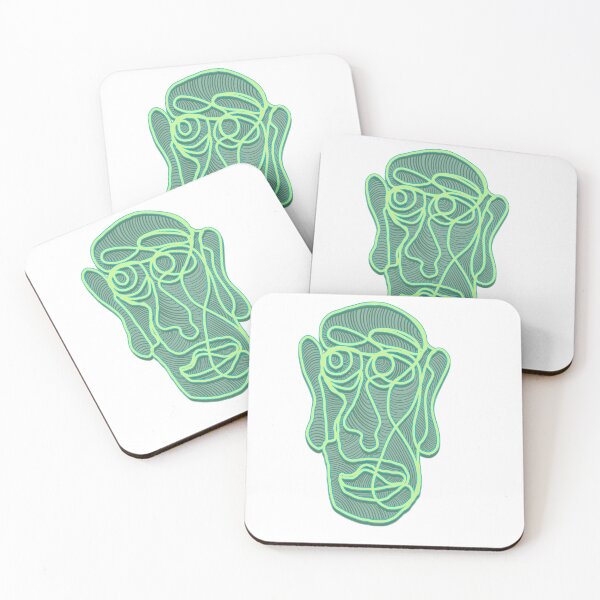 Item preview, Abstract face #12A - one line drawing green& yellow version designed and sold by DaveDanchuk.