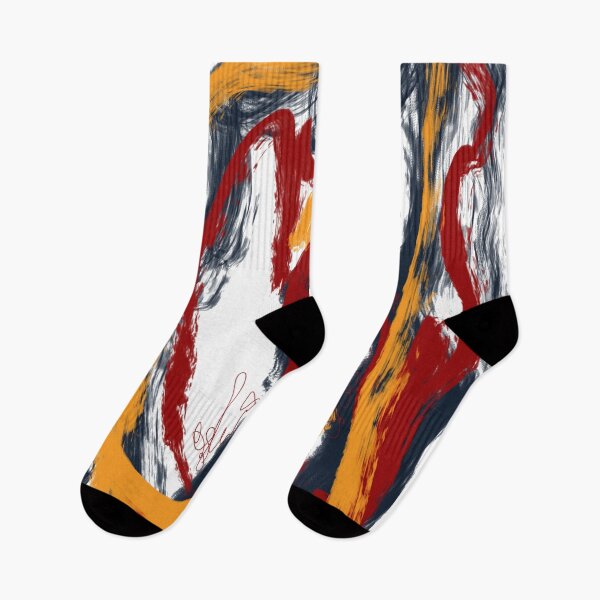 Item preview, Orange Red Navy Colorful Abstract Modern Minimalist Scribble Doodle Painting Brushstrokes Paintstrokes designed and sold by hopecope.