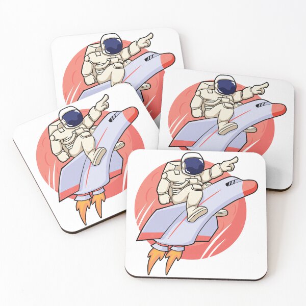 Item preview, astronout cartoon riding spaceship illustration designed and sold by zainick.