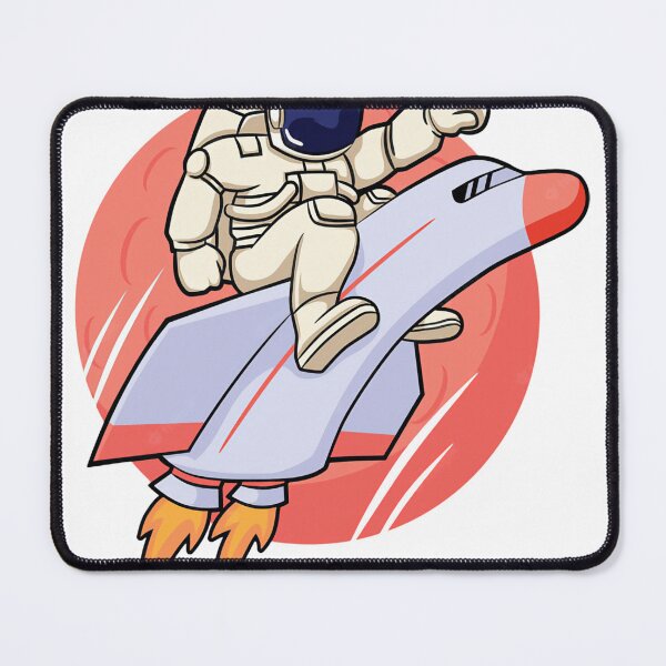 Item preview, astronout cartoon riding spaceship illustration designed and sold by zainick.