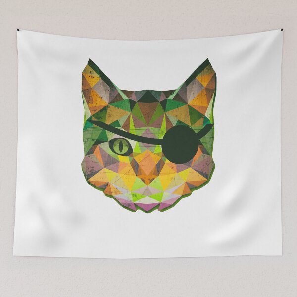Artikelvorschau, Pirat Tabby Katze Low Poly entworfen und verkauft von merchhost.
