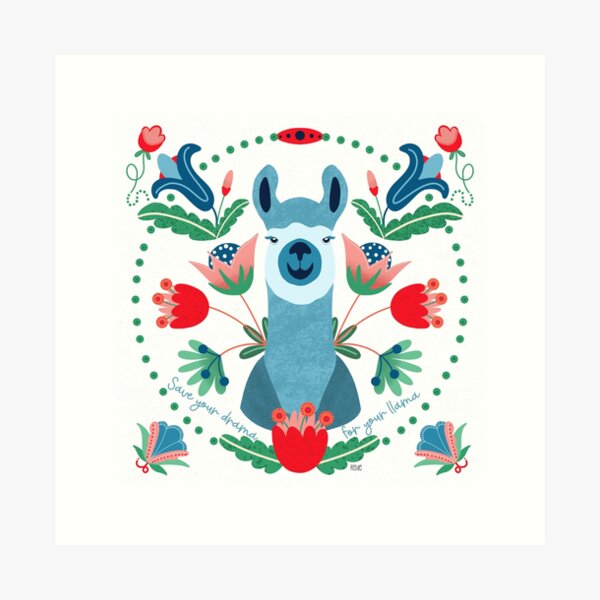 Llama Drama Art Print
