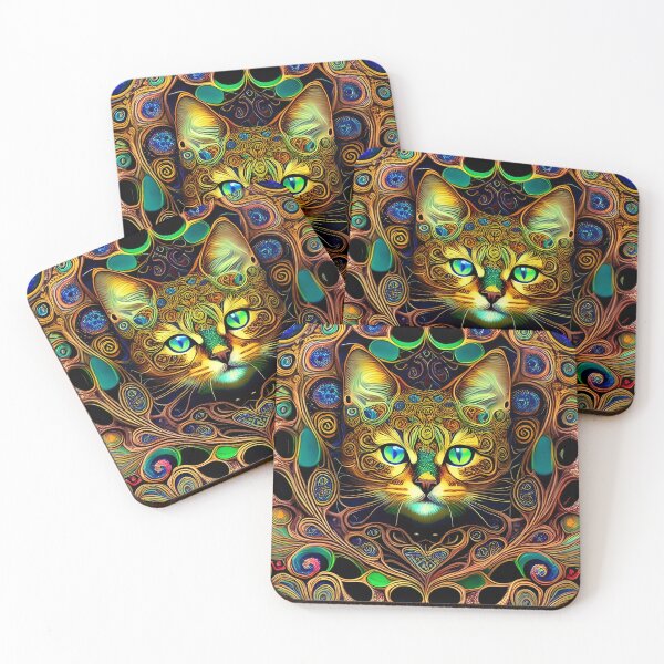 Item preview, Cat Art Nouveau Psychedelic Rainbow Jewelry  designed and sold by Anticulture.