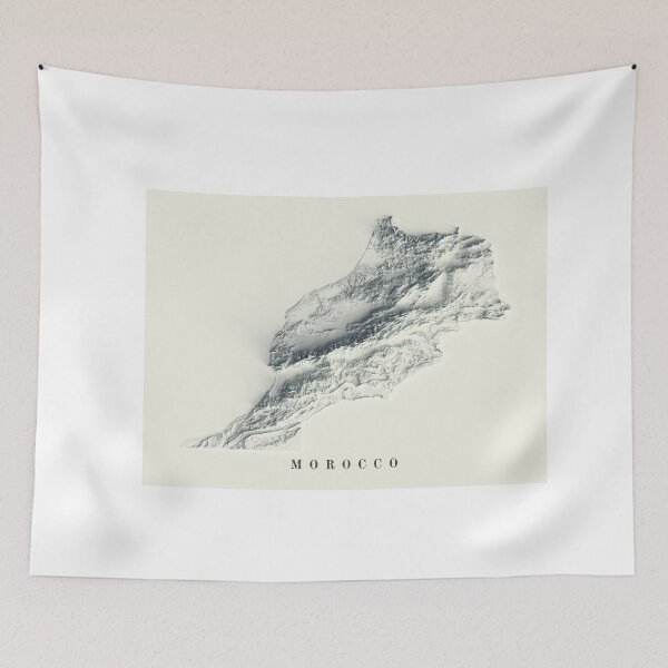 Item preview, Morocco Shaded Relief Map 3D digitally-rendered designed and sold by ThinkAboutMaps.