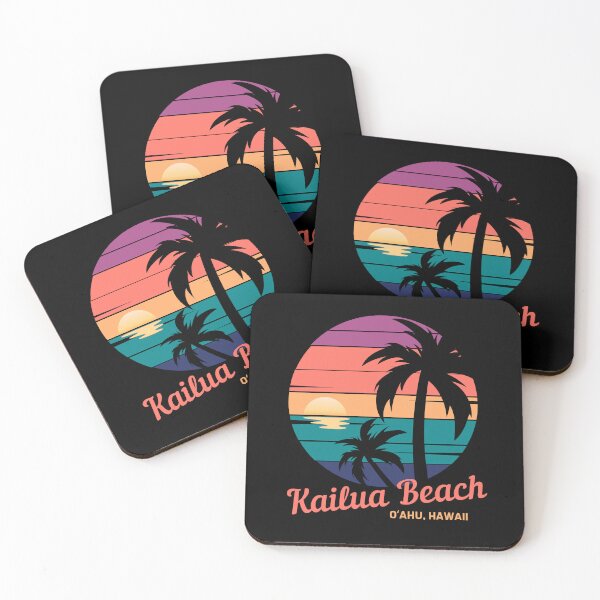 Item preview, Vintage Hawaii Surfing Label, Kailua Beach - Located on Oahu, Hawaii, gentle waves, turquoise water, vintage sunsets designed and sold by Sun Sand & Sea Art.