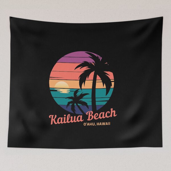 Item preview, Vintage Hawaii Surfing Label, Kailua Beach - Located on Oahu, Hawaii, gentle waves, turquoise water, vintage sunsets designed and sold by Sun Sand & Sea Art.