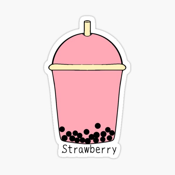 The cute pink strawberry bubble drink - Drink - Sticker