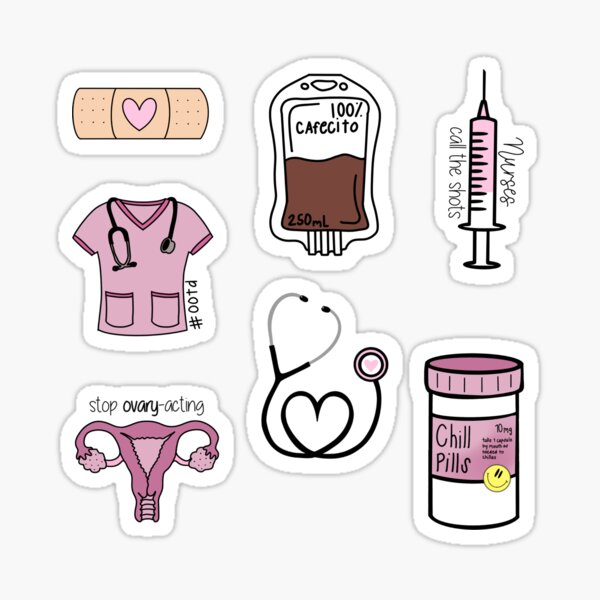 Pink Nurse Stickers, OOTD, Nursing, Chill Pill, Bandaid, Bandage, Cute,  Cafecito, Coffee Sticker for Sale by nikkibilbao