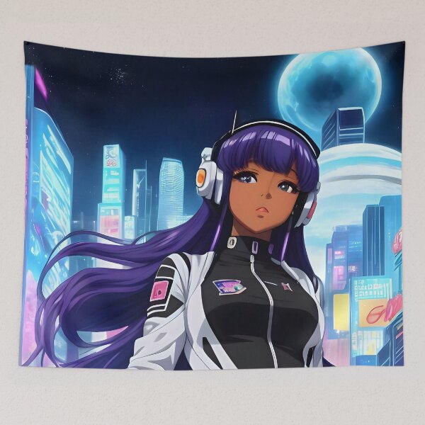 Item preview, Moonlit Boulevard | Black Anime Girl designed and sold by blackanimemecca.
