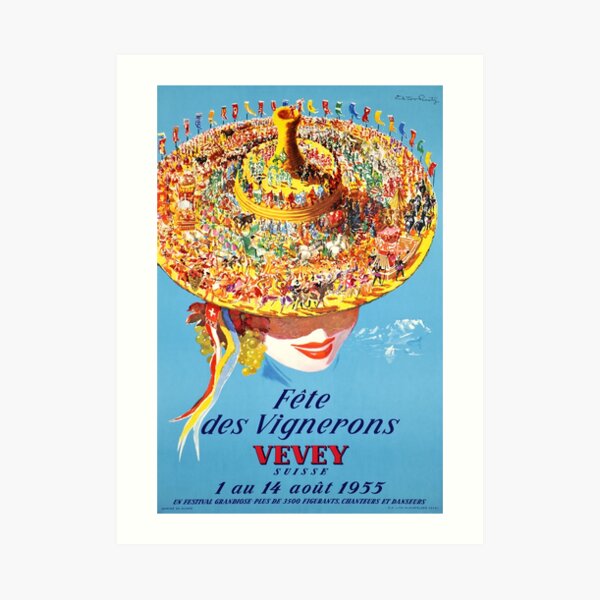 Fête des Vignerons, Vevey Suisse 1955, Poster Art Print