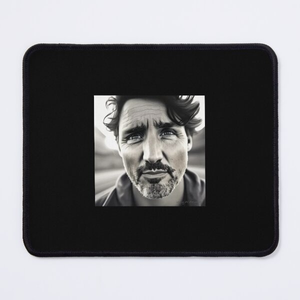 Item preview, Justin Trudeau (black and white portrait) designed and sold by UglyAIArtwork.