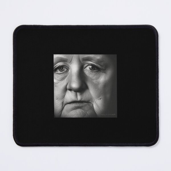 Item preview, Angela Merkel (black and white portrait, close up) designed and sold by UglyAIArtwork.