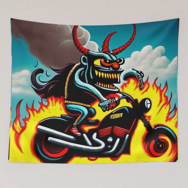 Item preview, Devil Biker Flames Cartoon Demon designed and sold by Anticulture.