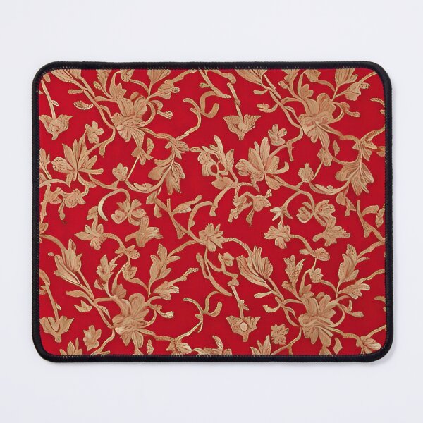 Item preview, Copper Brocade Floral Pattern on Scarlet designed and sold by rowanlafolle.