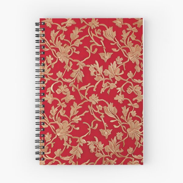 Item preview, Copper Brocade Floral Pattern on Scarlet designed and sold by rowanlafolle.