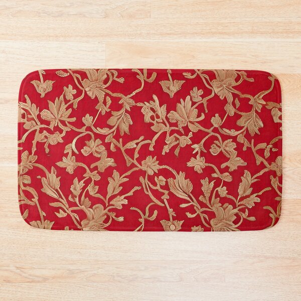 Item preview, Copper Brocade Floral Pattern on Scarlet designed and sold by rowanlafolle.