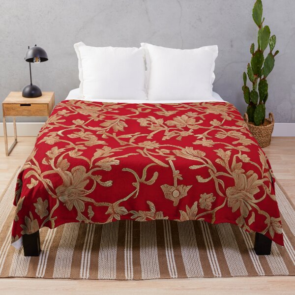Item preview, Copper Brocade Floral Pattern on Scarlet designed and sold by rowanlafolle.