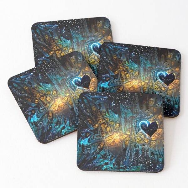Item preview, Blue and Gold, Love, Cosmic Embrace, Abstract Heart designed and sold by Adorations.