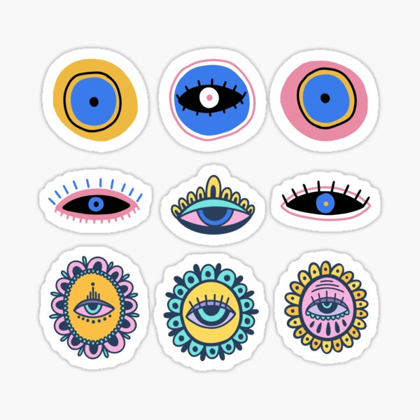 World evil eye tarot card style sticker, the world - Depop