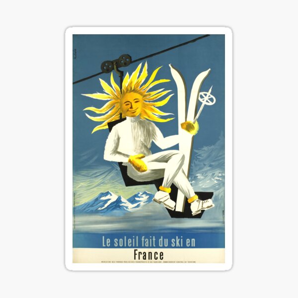 Item preview, Le soleil fait du ski en France, Ski Poster designed and sold by BokeeLee.