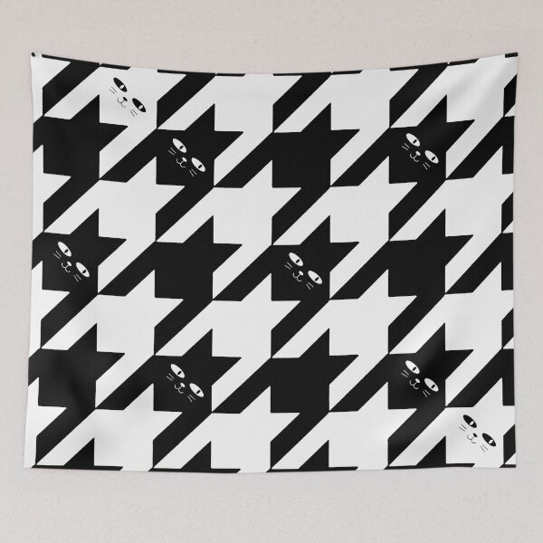 Item preview, black white cat houndstooth  designed and sold by Gossip Rag.