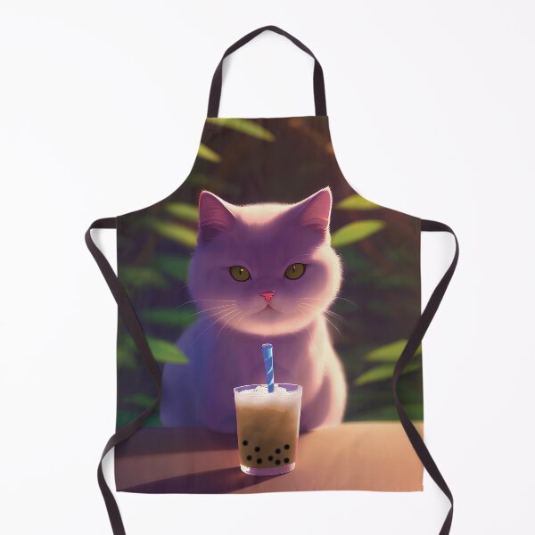Item preview, White Persian Exotic Shorthair Cat with boba bubble tea designed and sold by akwl-design.