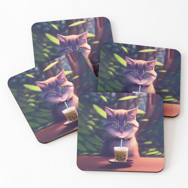 Item preview, Cat with boba bubble tea designed and sold by akwl-design.