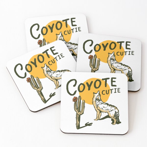 Item preview, Coyote Cutie: Cool Desert Cactus, Rose & Coyote Illustration designed and sold by The Whiskey Ginger Design Shop.