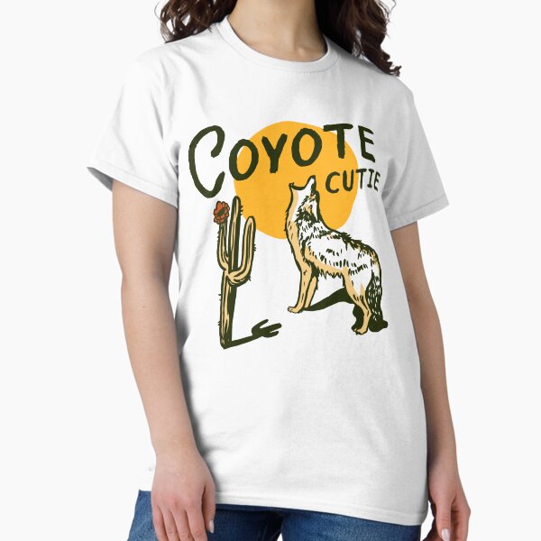 Item preview, Coyote Cutie: Cool Desert Cactus, Rose & Coyote Illustration designed and sold by The Whiskey Ginger Design Shop.