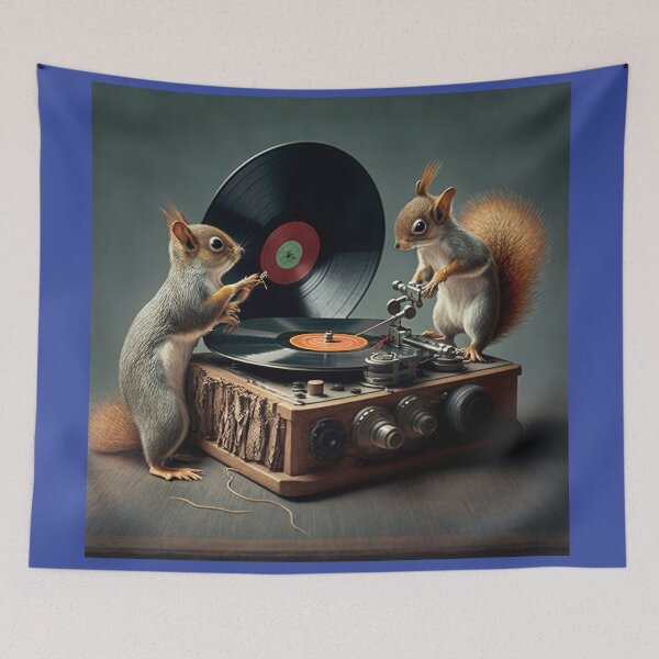 Item preview, Squirrel DJ's Putting Vinyl Records on Turntable designed and sold by Bleknervin.