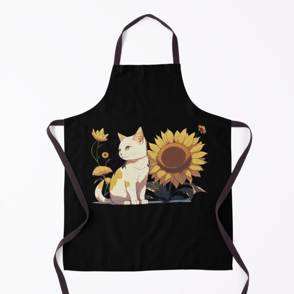 Item preview, Happy White Cat Beside Sunflower Floral designed and sold by Barnissim.