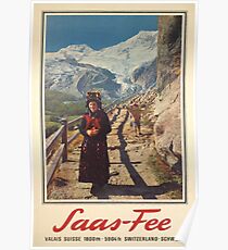 Saas Fee, Wallis, Ski Poster Poster