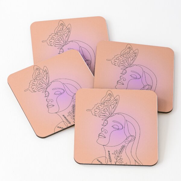 Item preview, Monoline woman with plants and butterfly designed and sold by HalcyonFairy.