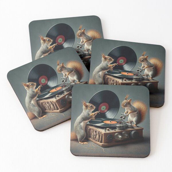 Item preview, Squirrel DJ's Putting Vinyl Records on Turntable designed and sold by Bleknervin.